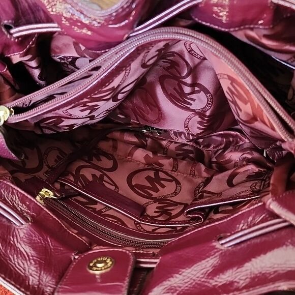 Michael Kors Burgundy Patent Leather Shoulder Bag - Picture 11 of 16